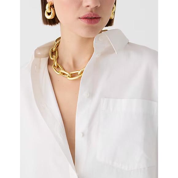 NWT J. Crew Etienne Oversized Oxford Shirt M White Blouse Top BY733 J.Crew - Picture 2 of 7
